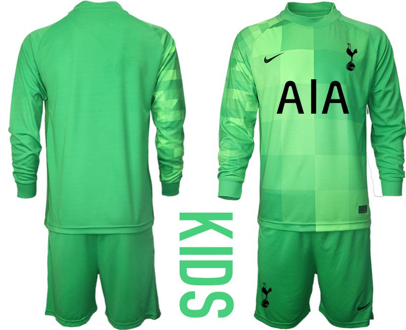 Youth 2021-2022 Club Tottenham green goalkeeper long sleeve blank Soccer Jersey->youth soccer jersey->Youth Jersey